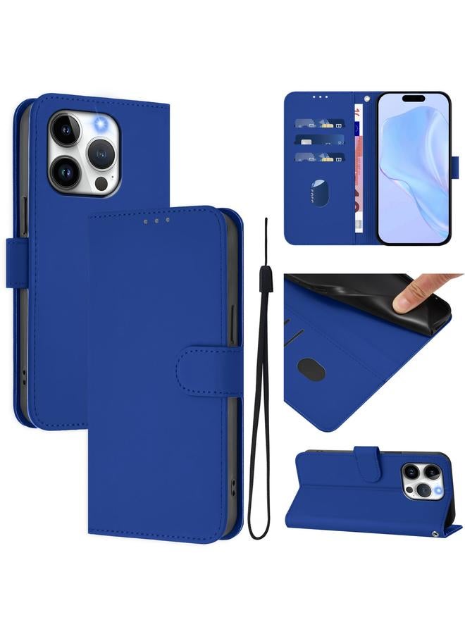 S-TOP Case For iPhone 14 Pro Skin Feel Solid Color Leather Phone Case with Lanyard - Image 1