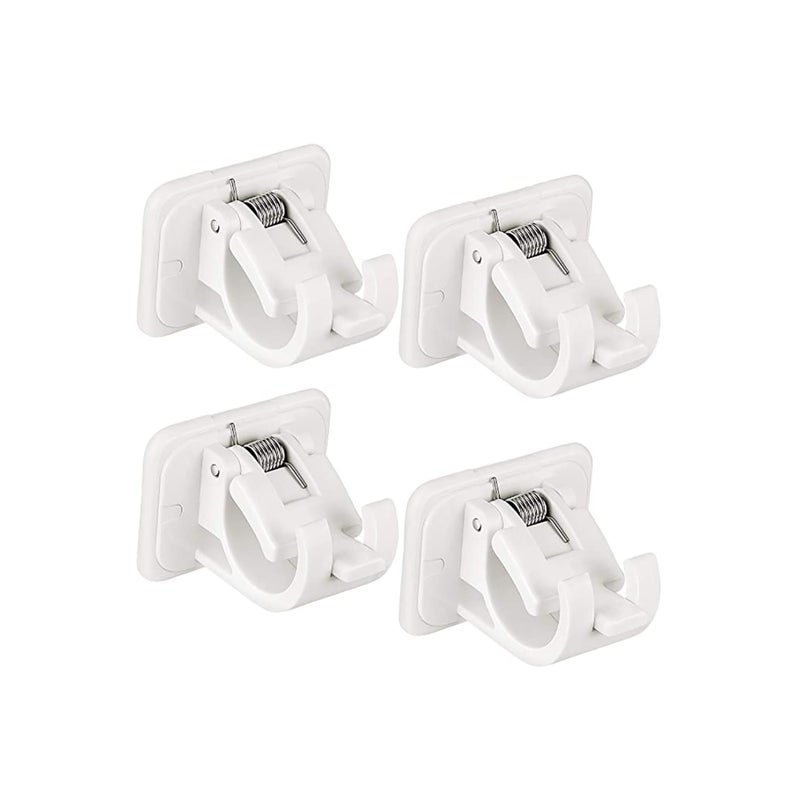 SOLARAE 8 Pieces Self Adhesive Curtain Rod Bracket Drapery Hook Holders Fixing Rod Holder Curtain Pole Wall Brackets Towel Rod Hooks for Home Bathroom and Hotel Use - Image 1