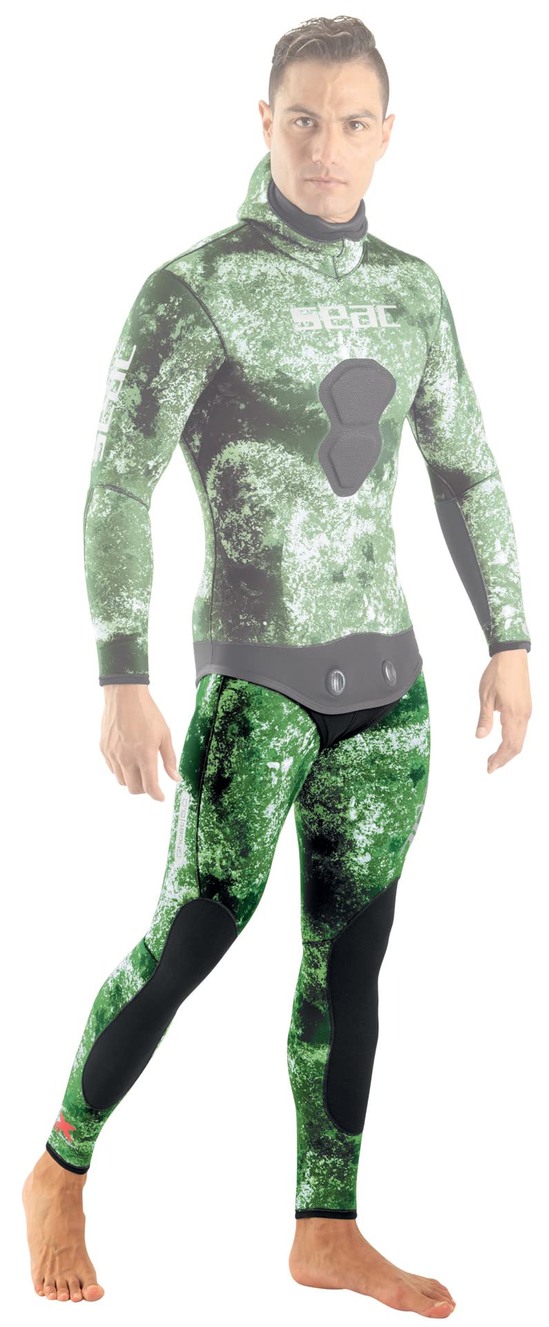 SEAC Ghost, High-Waisted Pant in 5 mm Ultrastretch Neoprene for Freediving and Spearfishing, camo Green, x-Large (0010352250105A) - Image 4