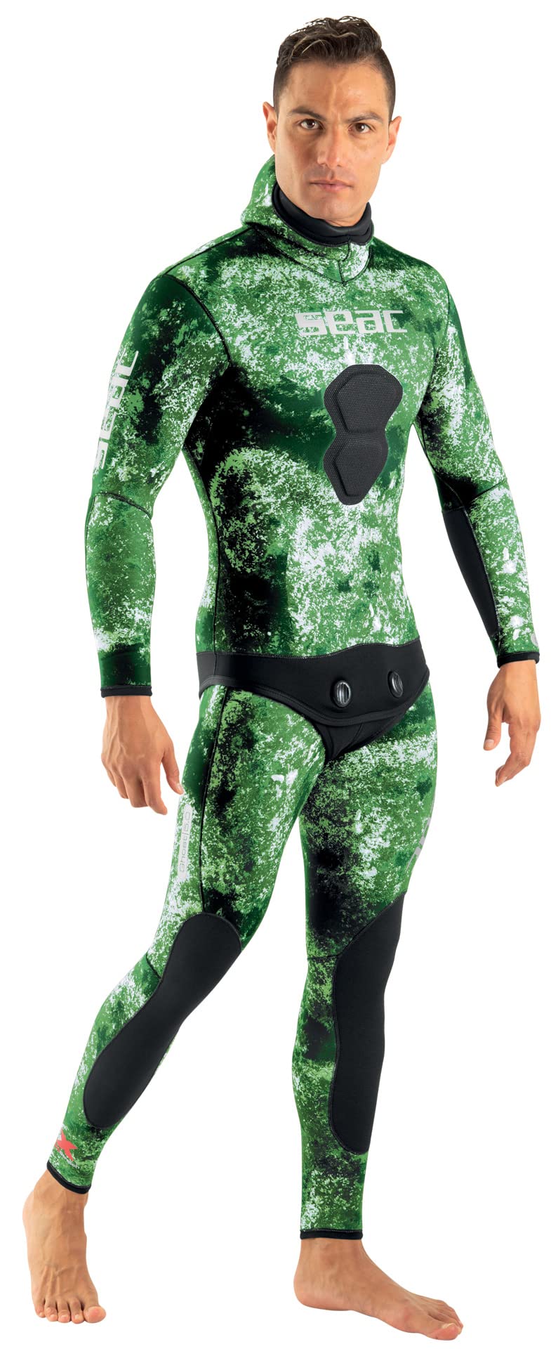 SEAC Ghost, High-Waisted Pant in 5 mm Ultrastretch Neoprene for Freediving and Spearfishing, camo Green, x-Large (0010352250105A) - Image 1