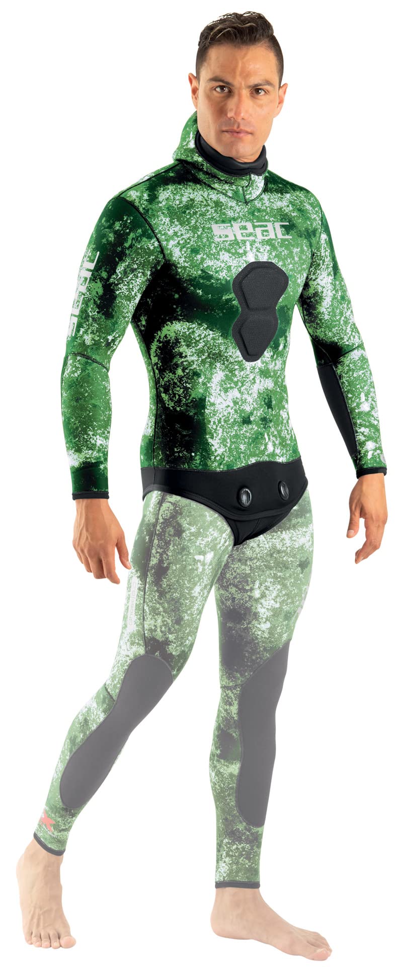 SEAC Ghost, High-Waisted Pant in 5 mm Ultrastretch Neoprene for Freediving and Spearfishing, camo Green, x-Large (0010352250105A) - Image 3