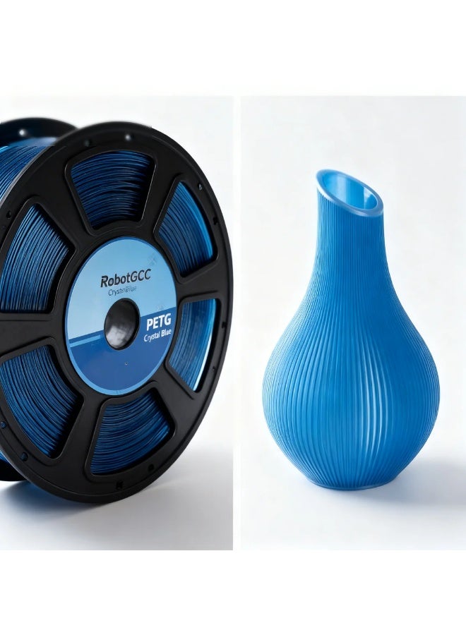robotgcc PETG Crystal Glitter Blue 1.75mm 3D Printing Material 1KG, Transparent Sparkle Blue PETG Filament with Gloss Crystal Finish for FDM 3D Printers - Image 2