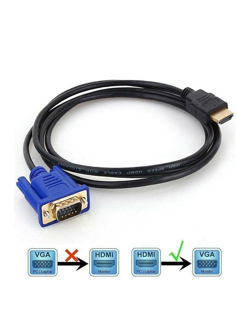 NTECH (HDMI to VGA Cable) 1080P HDMI Male to VGA Male M/M Video Converter Cord VGA Adapter Compatible W/ HDMI Desktop, Laptop, DVD to 15 Pin D-SUB VGA HDTV Monitor Projector -(1.8M) - Image 3