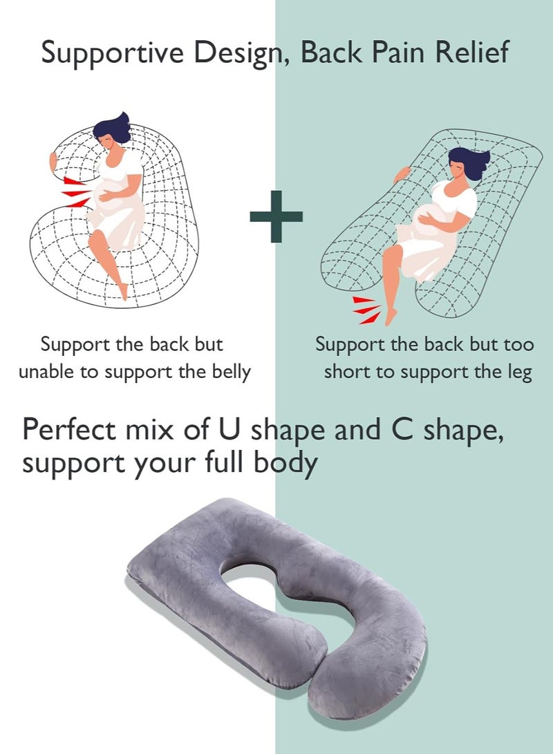Momcozy Pregnancy Pillows for Sleeping, U Shaped Full Body Maternity Pillow with Removable Cover - Support for Back, Legs, Belly, HIPS for Pregnant Women, 57 Inch Pregnancy Pillow for Women  - Image 4