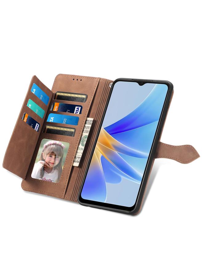 اس-توب جراب هاتف OPPO A17 من الجلد المقاوم للصدمات بتصميم زهور منقوش - Image 3