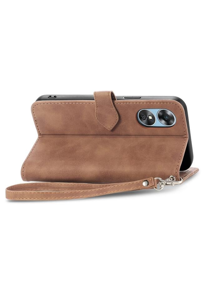 اس-توب جراب هاتف OPPO A17 من الجلد المقاوم للصدمات بتصميم زهور منقوش - Image 4