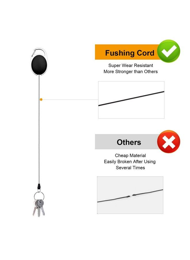 Fushing 5 Pack Retractable Badge Holder Carabiner Reels Key Holders Chains With Metal Split Ring  - Image 5