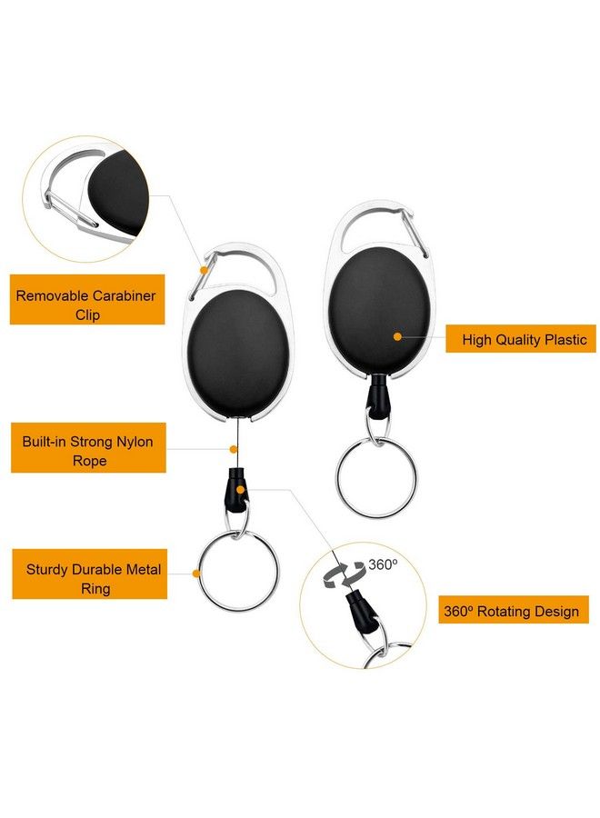 Fushing 5 Pack Retractable Badge Holder Carabiner Reels Key Holders Chains With Metal Split Ring  - Image 4
