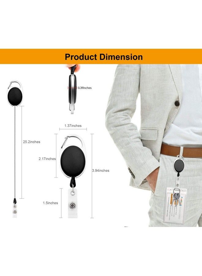 Fushing 5 Pack Retractable Badge Holder Carabiner Reels Key Holders Chains With Metal Split Ring  - Image 3