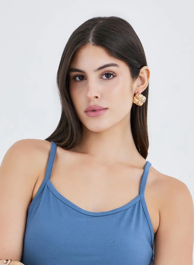 Styli Solid Pleated Detail Strappy A-Line Maxi Dress