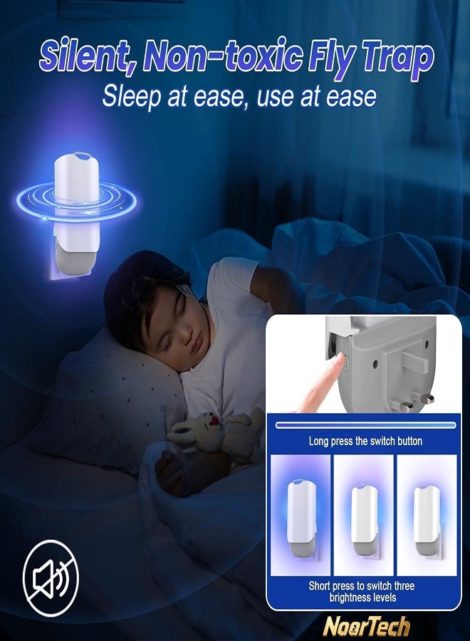 NoorTech Flying Insect Trap,Upgraded Fruit Fly Traps for Indoors,Plug-in Fly Bug Zapper,with Night Light,UV Light Captures Flies,Mosquito Killer for Flies,Fruit Flies,Moths - Image 4