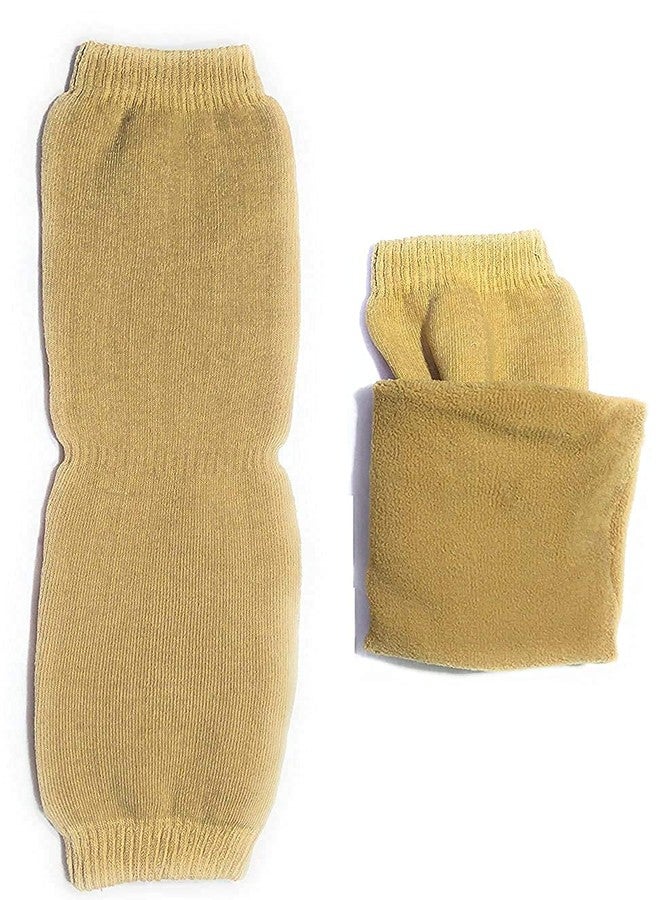 Missby® Unisex Beige Woolen Thermal Warm Elastic Knee Support Leg Warmer & Winter Protector Knee Cap (Pack of 2 Pairs) - Image 2