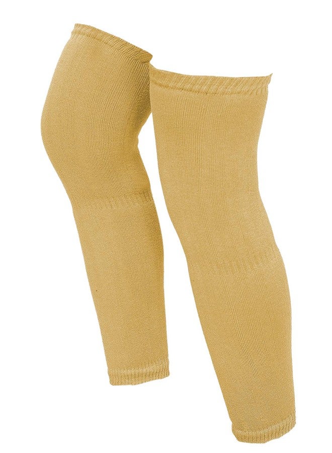 Missby® Unisex Beige Woolen Thermal Warm Elastic Knee Support Leg Warmer & Winter Protector Knee Cap (Pack of 2 Pairs) - Image 3