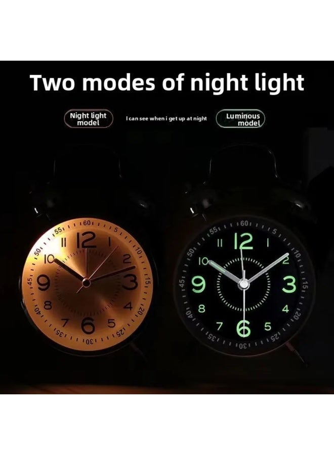 EONLINE Retro Twin Bell Alarm Clock with Night Backlight, Silent Sweep, Loud Alarm, Silver - Image 3