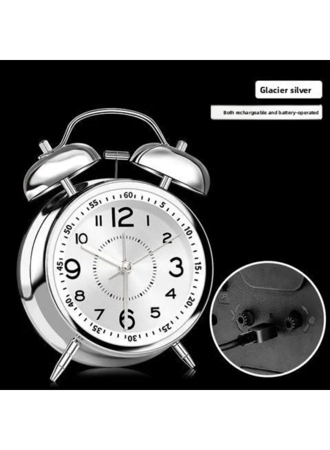 EONLINE Retro Twin Bell Alarm Clock with Night Backlight, Silent Sweep, Loud Alarm, Silver - Image 5