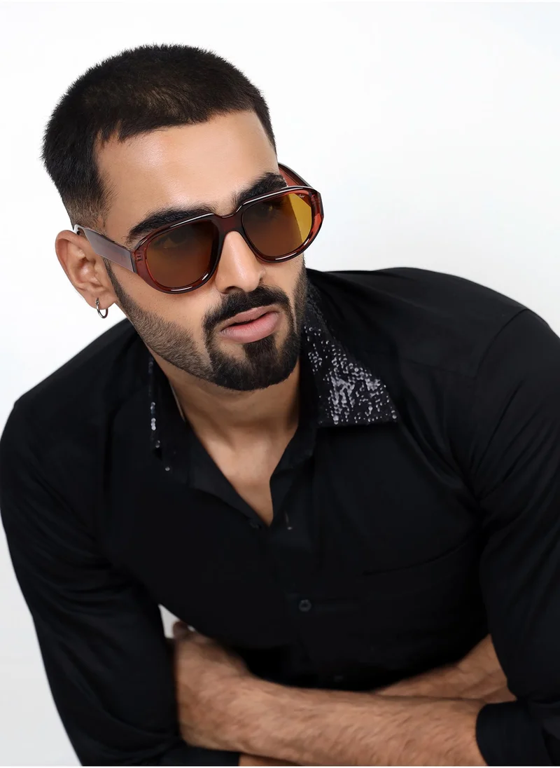 Woggles Red Pappy Lumivista Brown Oversized Sunglasses