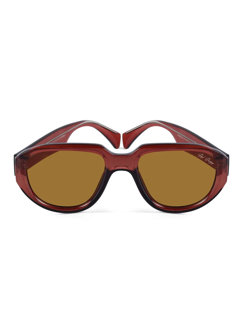 Woggles Red Pappy Lumivista Brown Oversized Sunglasses