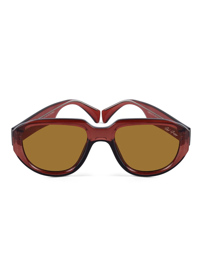 Woggles Red Pappy Lumivista Brown Oversized Sunglasses