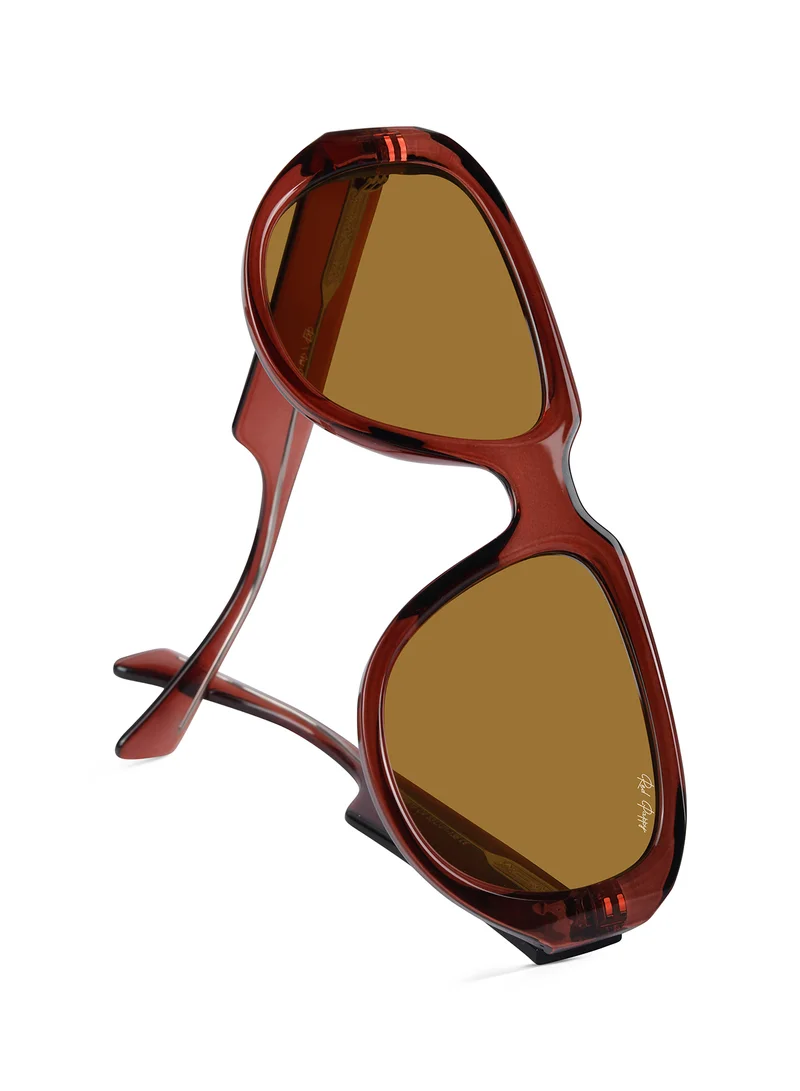 Woggles Red Pappy Lumivista Brown Oversized Sunglasses