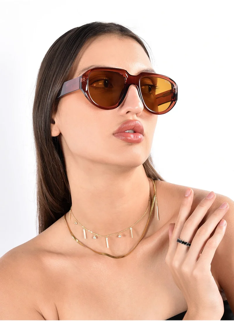 Woggles Red Pappy Lumivista Brown Oversized Sunglasses