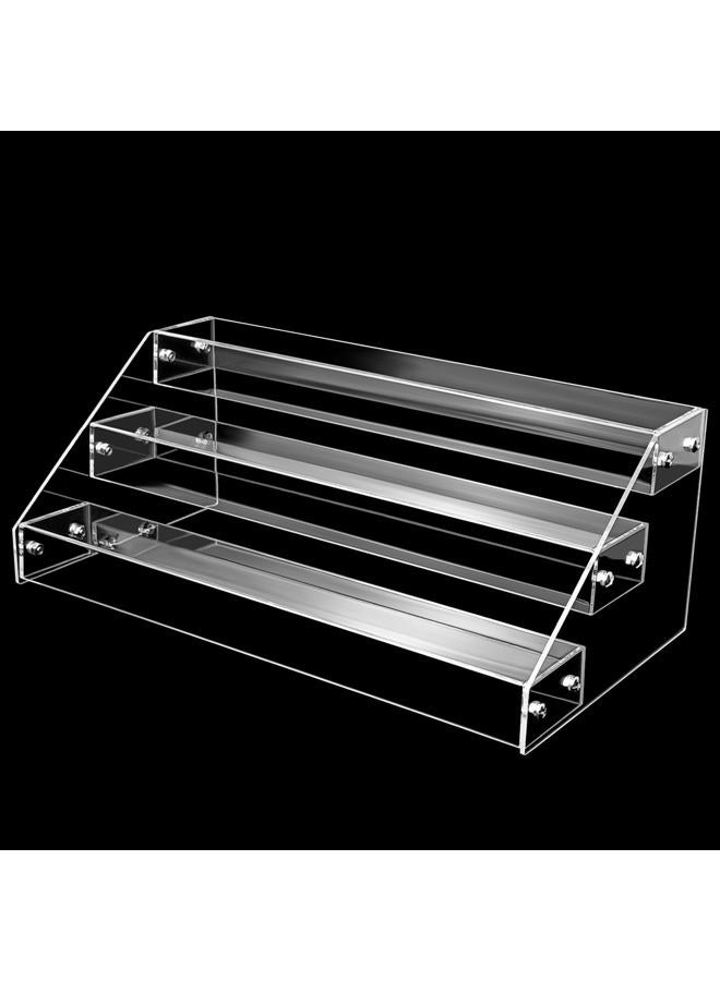 POUYRBA Acrylic Riser, 12inch 3 Tier Acrylic Risers for Display Premium Clear Perfume Organizer Easy Assemble Skincare Organizers Cupcake Stand Sturdy Acrylic Shelves for Display Decoration and - Image 1