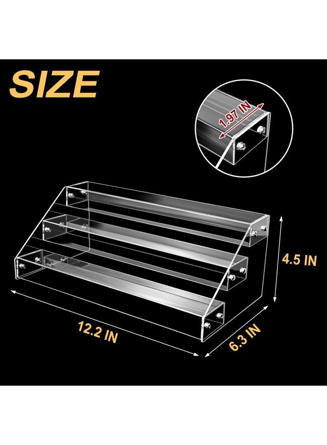POUYRBA Acrylic Riser, 12inch 3 Tier Acrylic Risers for Display Premium Clear Perfume Organizer Easy Assemble Skincare Organizers Cupcake Stand Sturdy Acrylic Shelves for Display Decoration and - Image 2