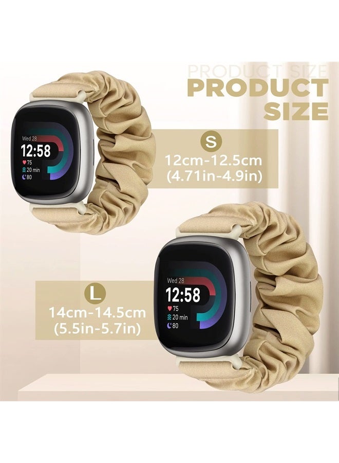 ShuYo Scrunchie Bands Compatible with Fitbit Sense/Sense 2 / Versa 3 / Versa 4 for Women,4 Pack Elastic Nylon Scrunchy Replacement Strap Soft Stretchy Wristband for Fitbit Versa 3 Smart Watch - Image 1