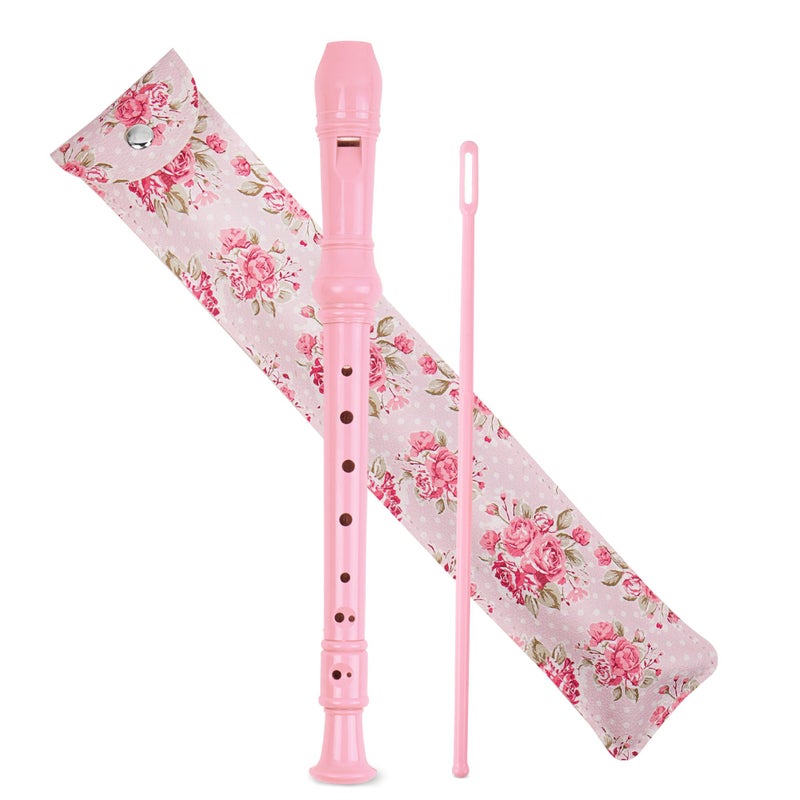Haecsfl Recorder Instrument for Beginner Adults,8-Hole Soprano Descant Recorder Music Flute with with Cleaning Rod & Leather Case For Home Entertainment(2-Pink Rose) - Image 1
