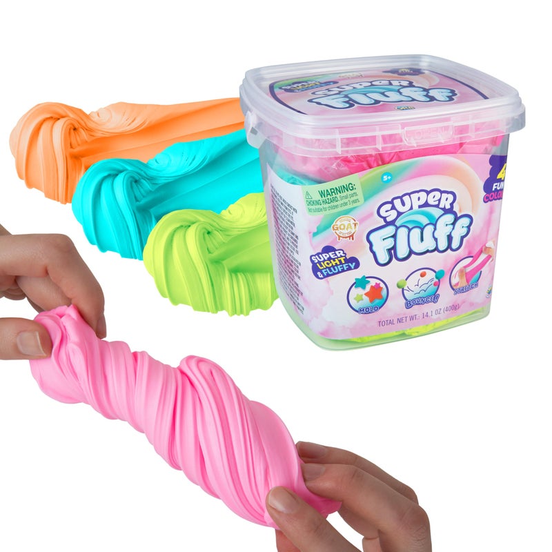 The Orb Factory ORB Super Fluff Slimi 4 Pack Bucket Color Set 2 Pink Turquoise Orange LimeGreen Fun Fluffy Sensory Slime to Mold Bounce Stretch Perfect for Play Stress Relief Gifts for Kids and Adults - Image 3