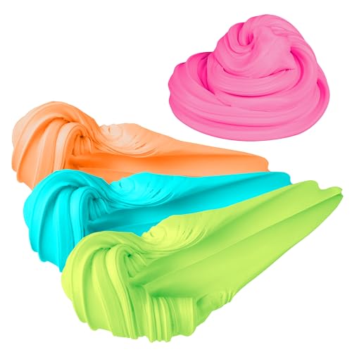 The Orb Factory ORB Super Fluff Slimi 4 Pack Bucket Color Set 2 Pink Turquoise Orange LimeGreen Fun Fluffy Sensory Slime to Mold Bounce Stretch Perfect for Play Stress Relief Gifts for Kids and Adults - Image 5
