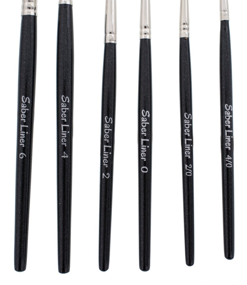 Mack Brush Andrew Mack Brush AMVD-SL-Set Von Dago Saber Liner Set of 6 Pinstriping Brushes Sizes 4/0-6 - Image 3