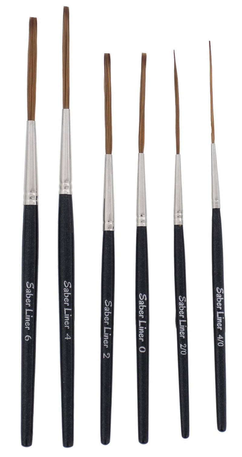 Mack Brush Andrew Mack Brush AMVD-SL-Set Von Dago Saber Liner Set of 6 Pinstriping Brushes Sizes 4/0-6 - Image 4