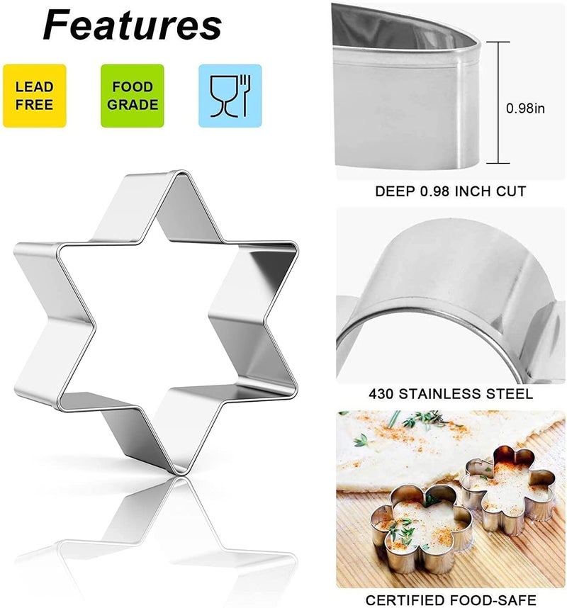 MIUTME Metal Cookie Cutter Set - 12 Stainless Steel Shapes Including Round, Heart, Star, and Flower for Baking Biscuits and Mini Molds - Image 3