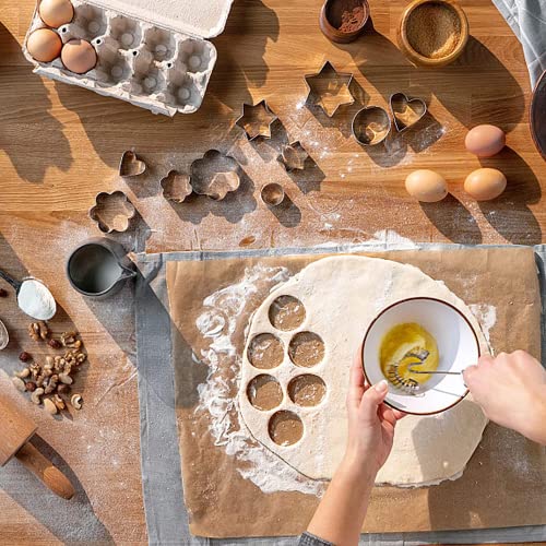 MIUTME Metal Cookie Cutter Set - 12 Stainless Steel Shapes Including Round, Heart, Star, and Flower for Baking Biscuits and Mini Molds - Image 5