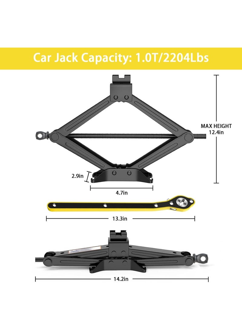 1-Ton Car Scissor Jack Kit – Ratchet Handle for Easy Lifting, Universal Emergency Tool for Auto, SUV, and MPV - Image 2