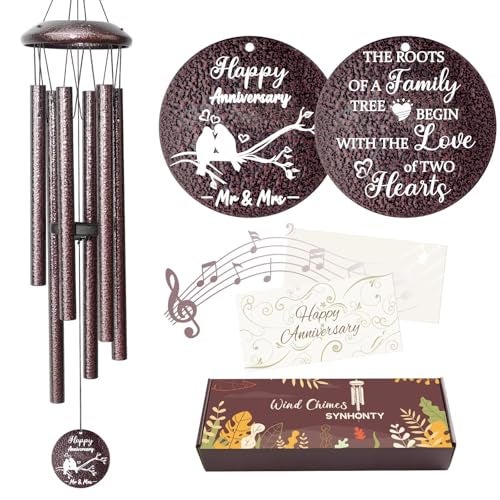 Synhonty Anniversary Wind Chimes Gifts for Men Women Happy Anniversary Decorations 25 Wind Chimes Romantic Gift for Couple Parents Wife Husband Friends - Image 1