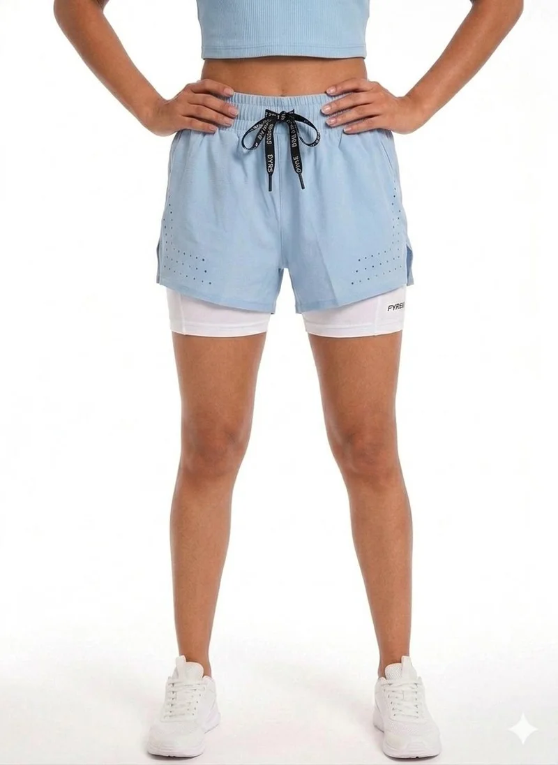 Prima Ace Women's Shorts Gym Addict Premium Sky Blue