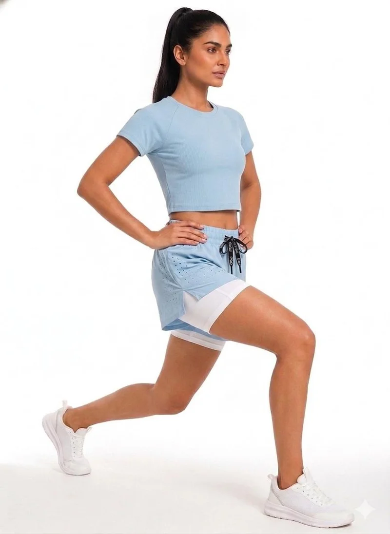 Prima Ace Sky Blue Women's Shorts Gym Addict Premium Sky Blue for Women | Best Price UAE