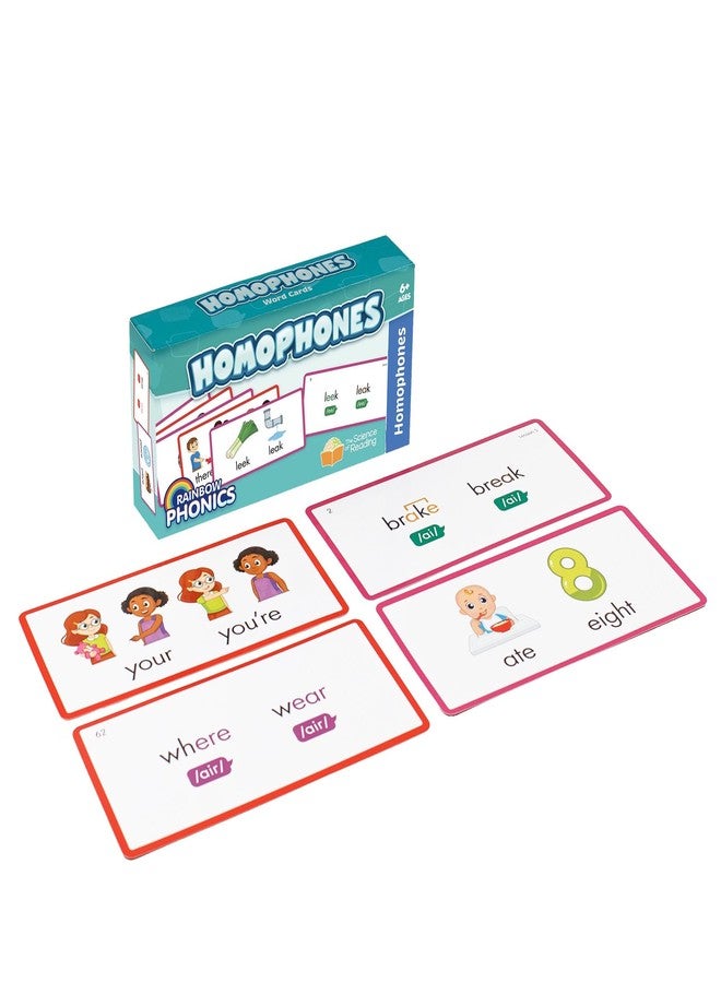 Junior Learning: Rainbow Phonics - Homophones - 65 Word Cards, Flash Cards with Sound & Spelling Association, Level Based Cards, Kids Ages 4+ - Image 4
