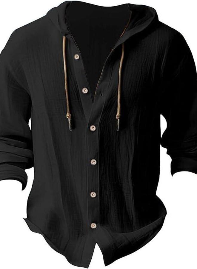 Take Two Men Hooded Long Sleeve Casual Shirt - Image 1