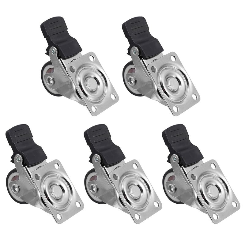 5pcs 1 Inch TPR Silent Swivel Casters Set Threaded Stem Replacement Furniture Wheels Grey Sturdy Heavy Duty Small Caster Wheels for Smooth Random Color - Image 1