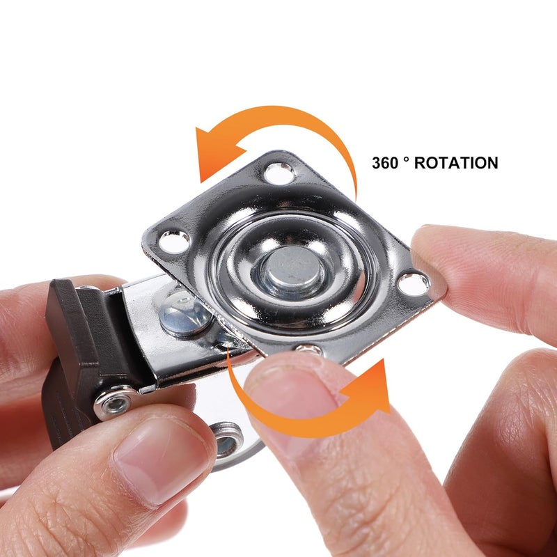 5pcs 1 Inch TPR Silent Swivel Casters Set Threaded Stem Replacement Furniture Wheels Grey Sturdy Heavy Duty Small Caster Wheels for Smooth Random Color - Image 4