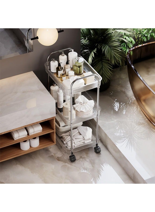 فلاي رود عربة تخزين متحركة من 3 طبقات، عربة تخزين متحركة بعجلة، عربة أدوات مساعدة سهلة التجميع، تخزين وتنظيم للحمام المطبخ مكتب غرفة النوم صالون غرفة الحرف غرفة الحضانة - Image 4