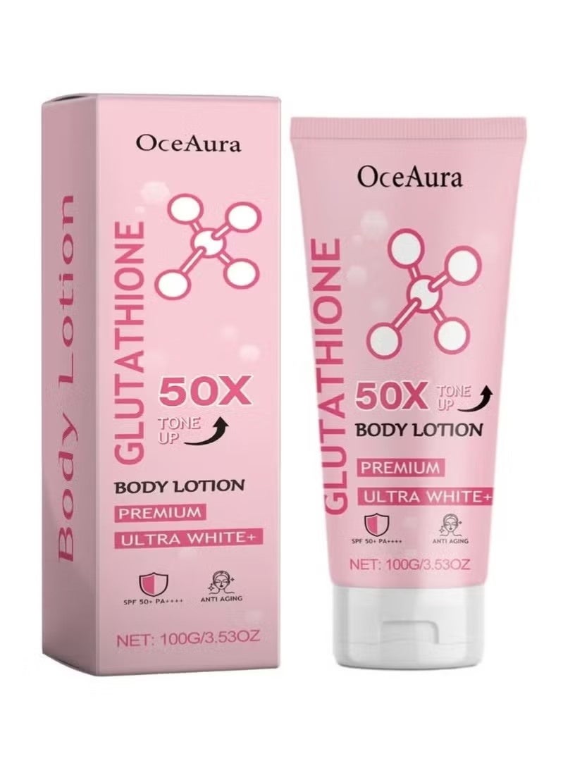 OceAura Glutathione 50x Tone Up Brightening Body Lotion, Moisturizing and Soft Skin, Firming Body Lotion for Women, Daily Moisturizing Body, SPF 50+, For Uneven Skin Tone and Dry Skin - Image 1