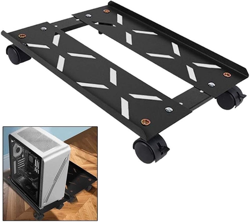 Adjustable Steel PC Stand with Wheels Size 1 for Desktop Tower Airflow and Mobility - Image 4
