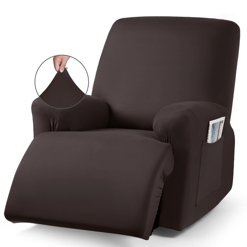 TAOCOCO Recliner Chair Covers Stretch Polyester Fabric 3Piece for Large Recliners Soft Breathable and SkinFriendly Furniture Protector  Fits Most Recliner Sizes Coffee