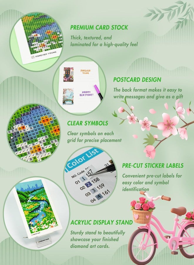 Forever young Foreveryoung Minigem Small Diamond Art Kits for Beginners, 12Pcs Square Drill Diamond Painting Kits for Adults 3-Hour Painting, Postcard-Style Mini Diamond Art Kits for Adults 5x7 Inch (Twelve Months) - Image 5