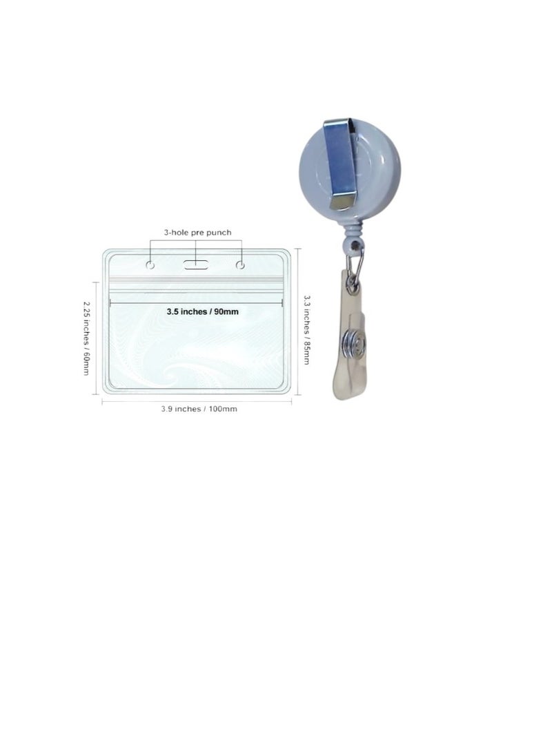 Vphom Retractable Badge Reel Card Holder with Clear ID Strap, Heavy Duty Metal Clip, Extendable Key & ID Holder for Office, School, Hospital and Workplace Use (Grey) - Image 1