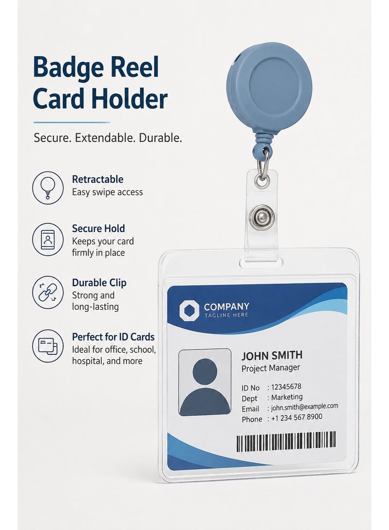 Vphom Retractable Badge Reel Card Holder with Clear ID Strap, Heavy Duty Metal Clip, Extendable Key & ID Holder for Office, School, Hospital and Workplace Use (Grey) - Image 3
