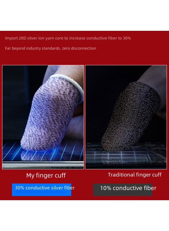 Feizhi Game Finger Set Eating Chicken God Set Double Silver Cloth The Glory Of The King Peace Elite E-sports Finger Set-Product Color:24 Needle White Copper Fiber Black Edge - Image 5